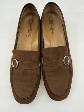 Aravon Brown Nubuck Horsebit Loafers Comfort Shoes Women’s Size 8.5